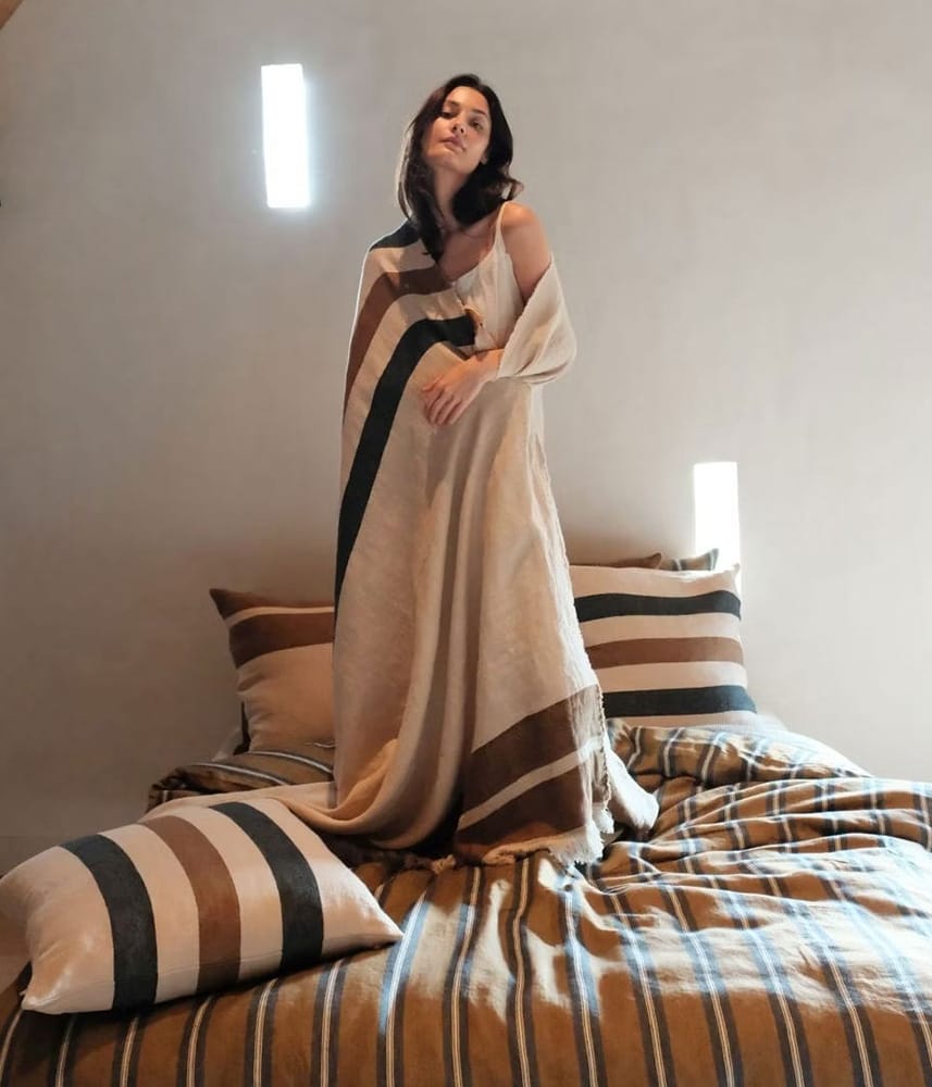 LIBECO HOME//リベコ リネンブランケット【ダコタストライプ