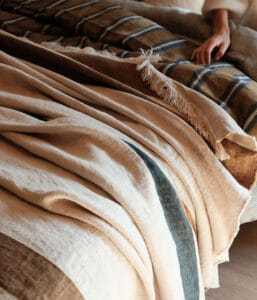 LIBECO HOME//リベコ リネンブランケット【ダコタストライプ】