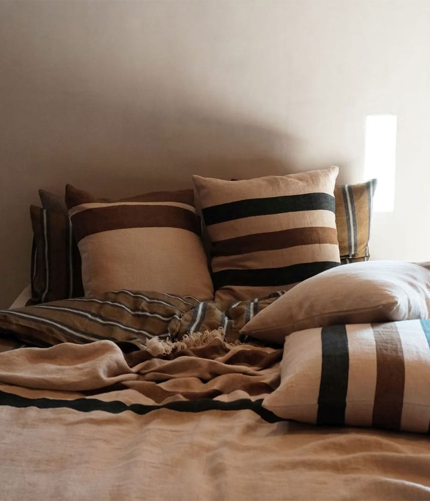 LIBECO HOME//リネンピローカバー【ダコタストライプ】