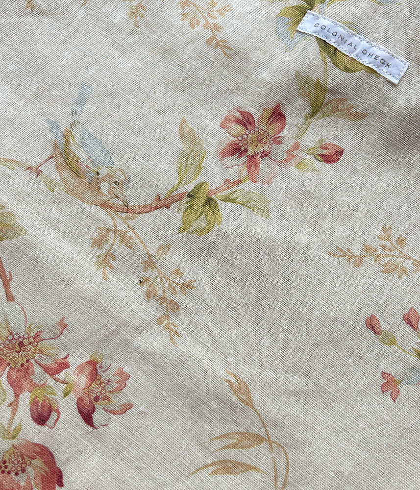 クラシック花柄トートバッグ【ホワイト・ブルー】