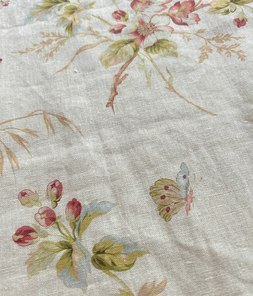 クラシック花柄トートバッグ【ホワイト・ブルー】