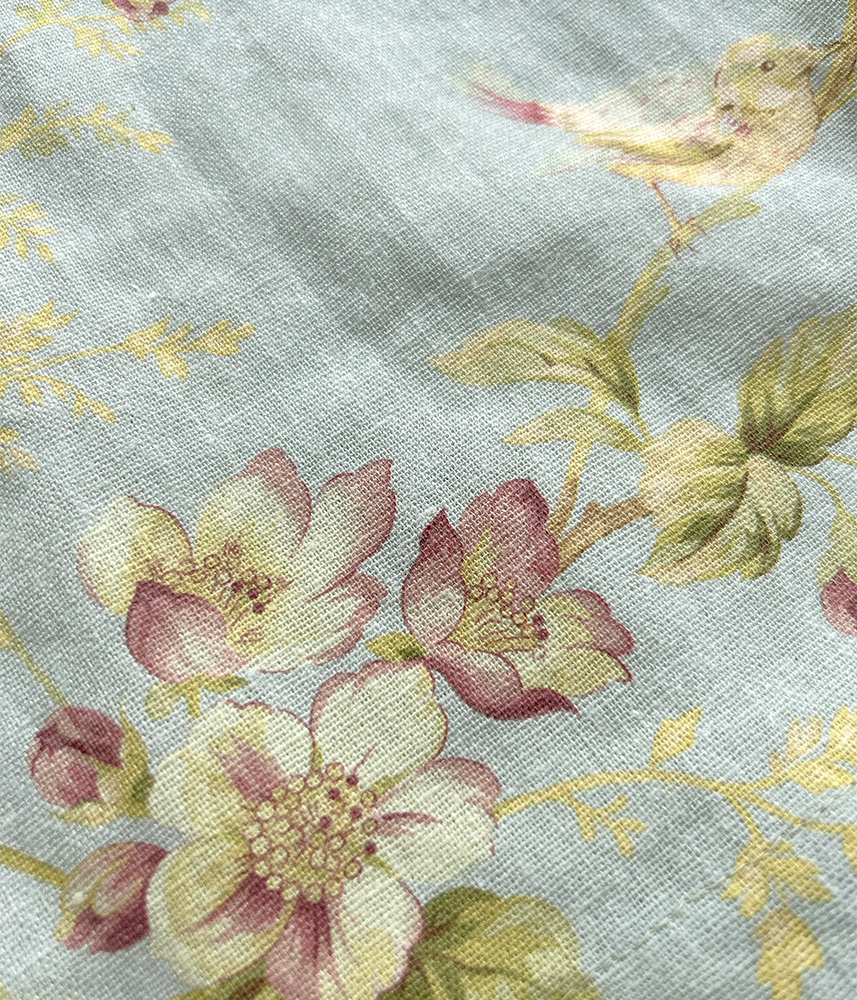 クラシック花柄トートバッグ【ホワイト・ブルー】