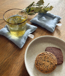 リネンクッションコースター【シャンブレーブルー】