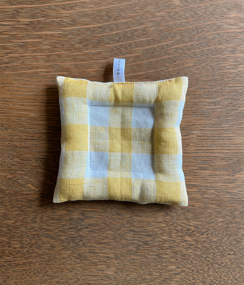 "再入荷”リネンクッションコースター【イエローチェック】