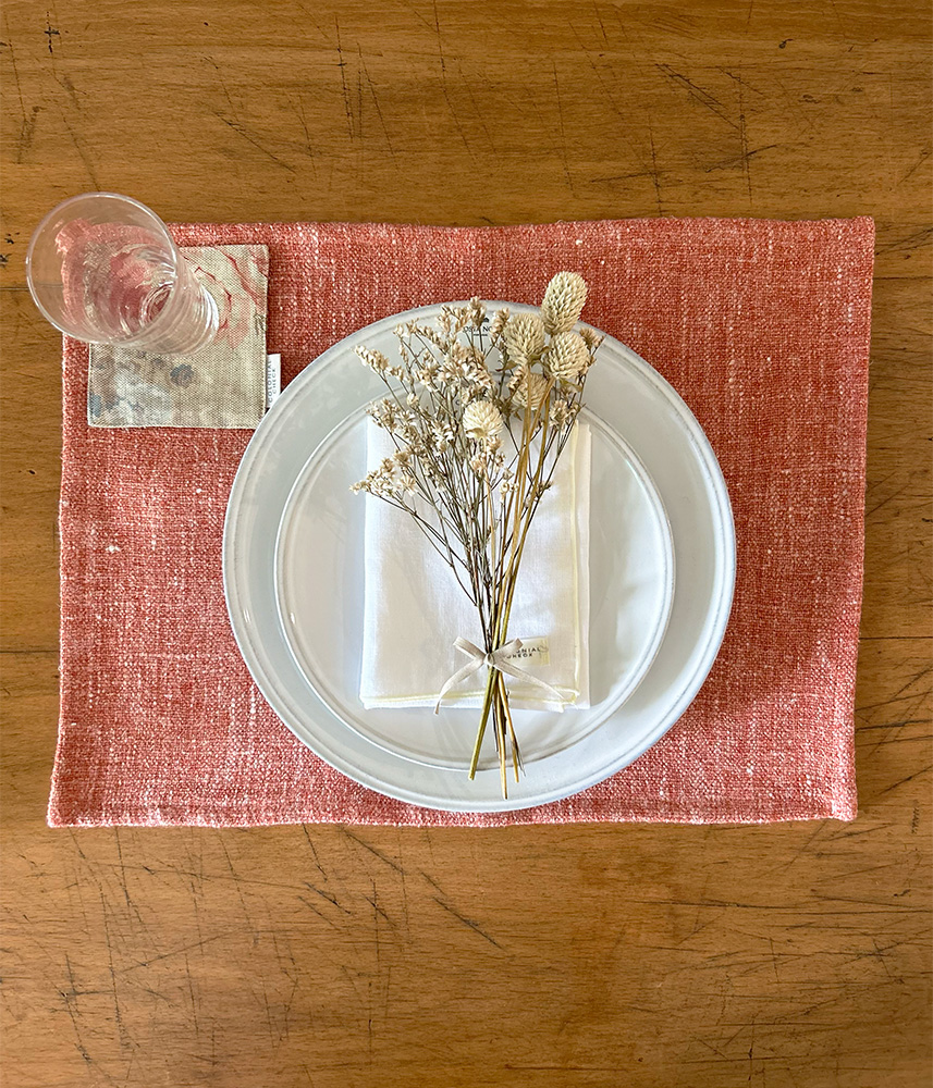 ヨーロッパリネン テーブルランチョンマット【シャンジェントレッド】