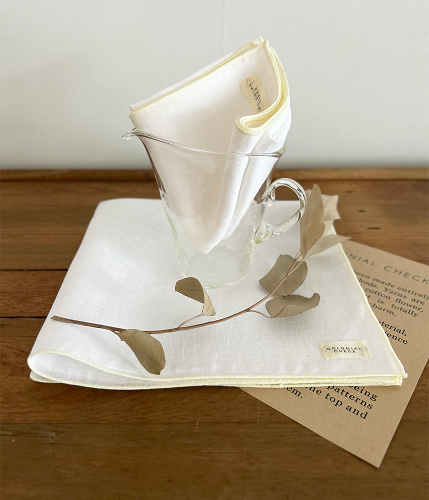 LIBECO テーブルナプキン【ホワイト/イエロー】