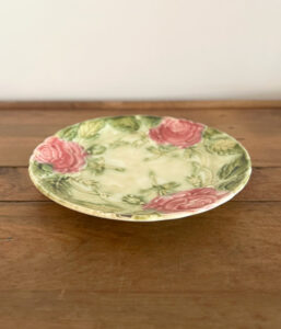 フランスアンティーク/バラのマジョリカプレート