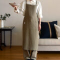 ヨーロッパリネン バックギャザーエプロン【3色展開】