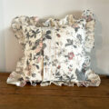 リネンフリルクッションカバー【フローラルホワイト】