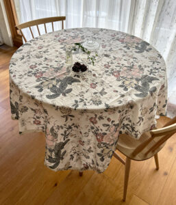 リネンテーブルクロス　140×140【フローラルホワイト】