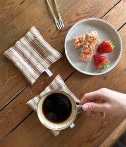 リネンクッションコースター【ブラウンストライプ】