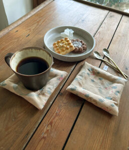 リネンクッションコースター【ヴィンテージリボン】